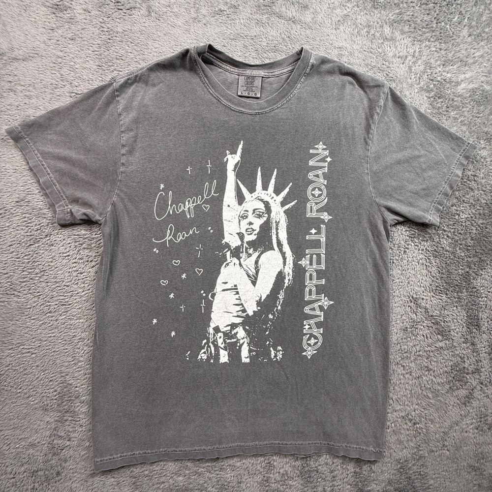 Chappell Roan Miss Statue of Liberty Shirt Adult L Gray Stone Wash Crew Neck